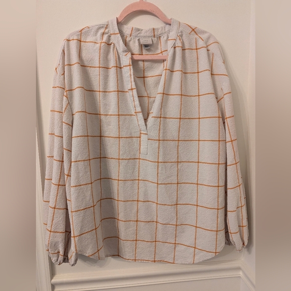 a new day Tops - A New Day Textured Plaid Blouse Size XXL